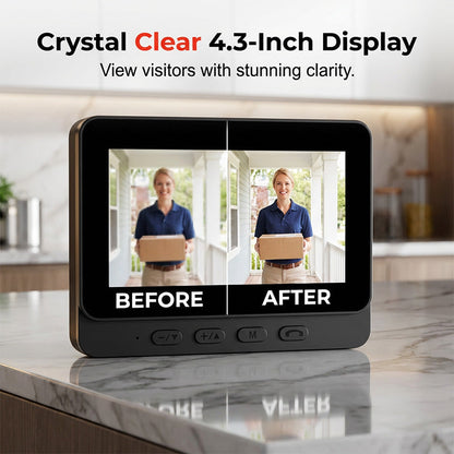 ⚡Slimme videodeurbel met 4,3" scherm – live bewaking & tweerichtingsaudio🏡