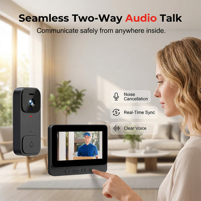 ⚡Slimme videodeurbel met 4,3" scherm – live bewaking & tweerichtingsaudio🏡