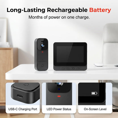 ⚡Slimme videodeurbel met 4,3" scherm – live bewaking & tweerichtingsaudio🏡