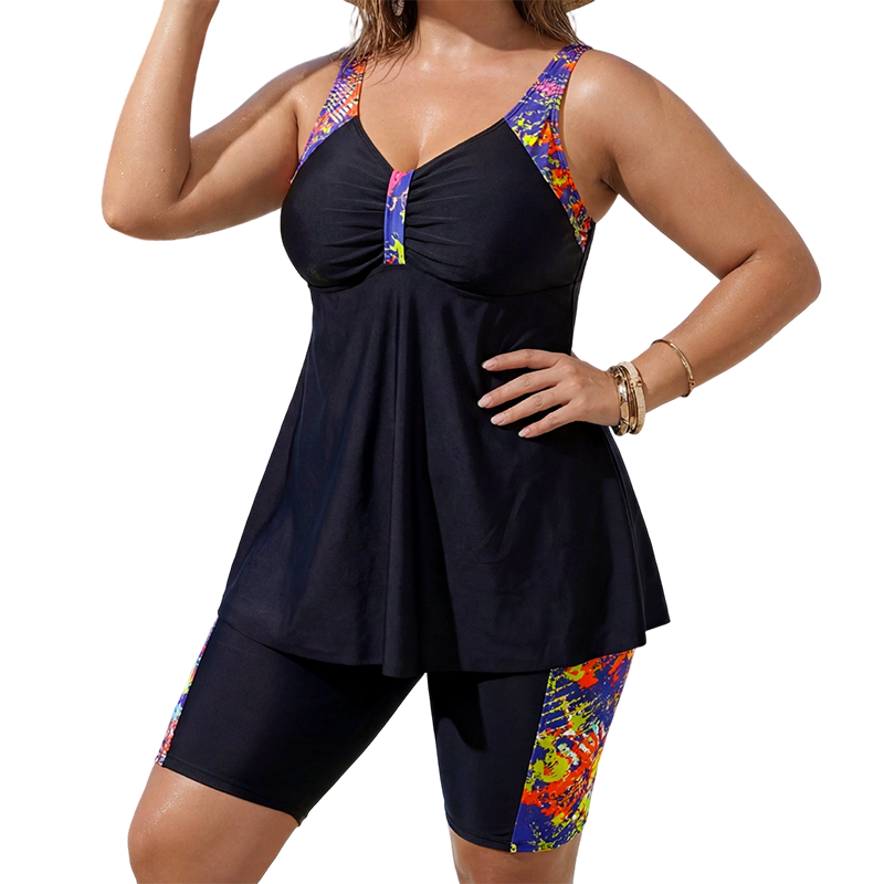 SolBea™ | Tweedelige Tankini met Buik-Camouflage & Zwemshort