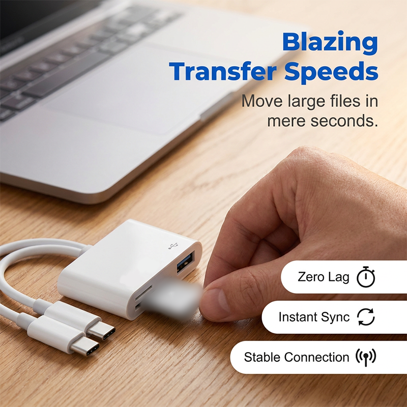 📱 Stop met het zoeken naar de juiste adapter! Deze 5-in-1 kaartlezer met Type-C en Lightning leest álles – SD, TF, USB – tot 1TB, zonder driver, zonder gedoe.